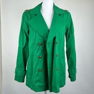 Linea by Louis Dell'Olio Classic Double Breasted Trench Rain Coat Size XS Green
